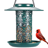 SWEETFULL Solar Bird Feeder green metal front view
