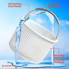 Swimables Pool Skimmer Basket side view with brass weight