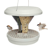 SWISSINNO Hanging Bird Feeder in light grey with seed catcher tray