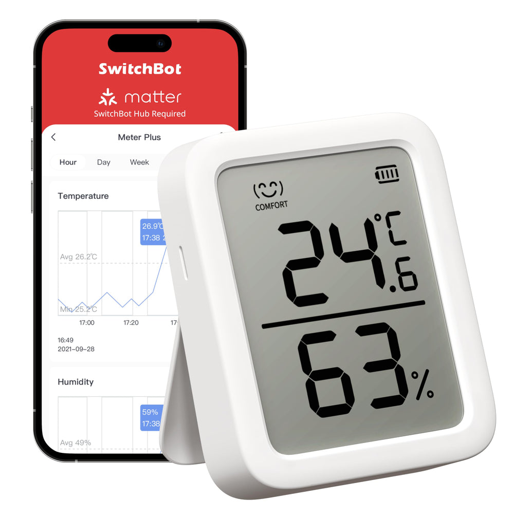 SwitchBot Thermometer Hygrometer front view with large display