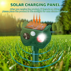 Sxaze Solar Ultrasonic Animal Repellent in garden setting