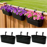 SYITCUN 16-inch metal railing planter box front view with detachable hooks