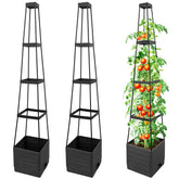 SYITCUN Tomato Planter with trellis, grey, front view