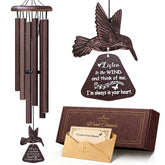 Synhonty 32-inch memorial wind chime with hummingbird design
