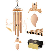 Synhonty Hummingbird Wind Chimes front view in golden colour