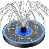 SZMP Solar Fountain blue model in a garden setting