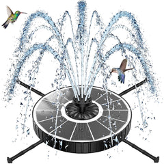 SZMP Solar Fountain front view with adjustable spray heights