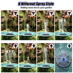 SZMP Solar Fountain in garden with birds