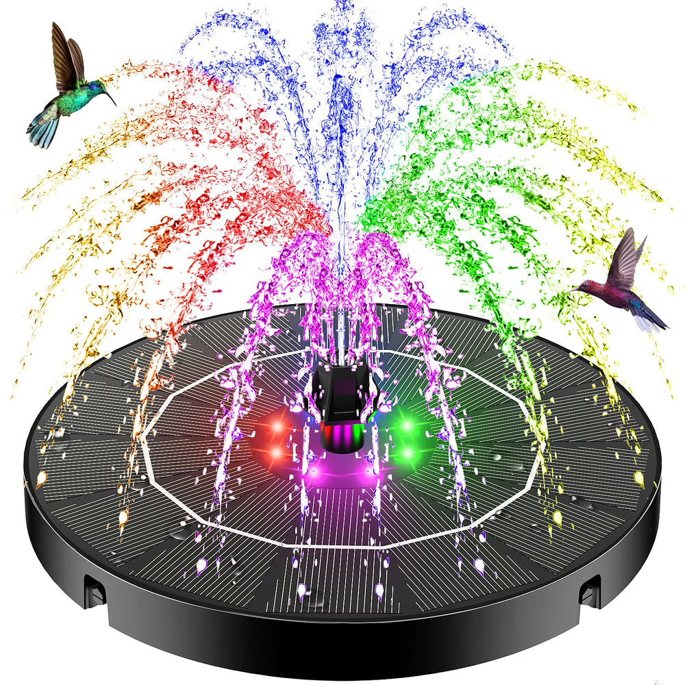 SZMP Solar Water Fountain with 8 LED lights and 7 nozzles
