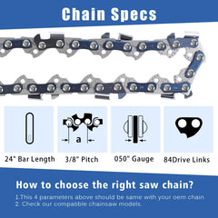 T.TAOMI chainsaw chain showing 84 drive links