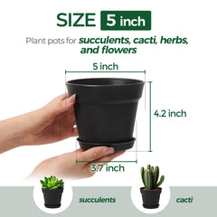 T4U 5 inch small plant pot black side view