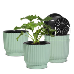 T4U Self Watering Pot, 7 inch front view in Seafoam Green
