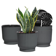 T4U Self Watering Pot 7 inch gray front view