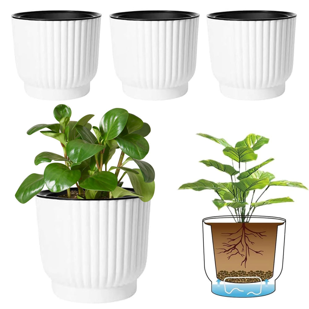 T4U Self Watering Pot 7 Inch white front view