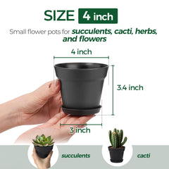 T4U Small Plant Pots 4 Inch black side view