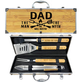 Taesun BBQ Tool Set with spatula, fork, tongs, and brush in carrying case