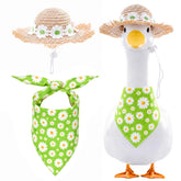 TAKEALOOKO Daisy Flower Goose Outfit with straw hat and yellow scarf