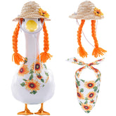 TAKEALOOKO Fall Sunflower Goose Outfit with straw hat and floral scarf