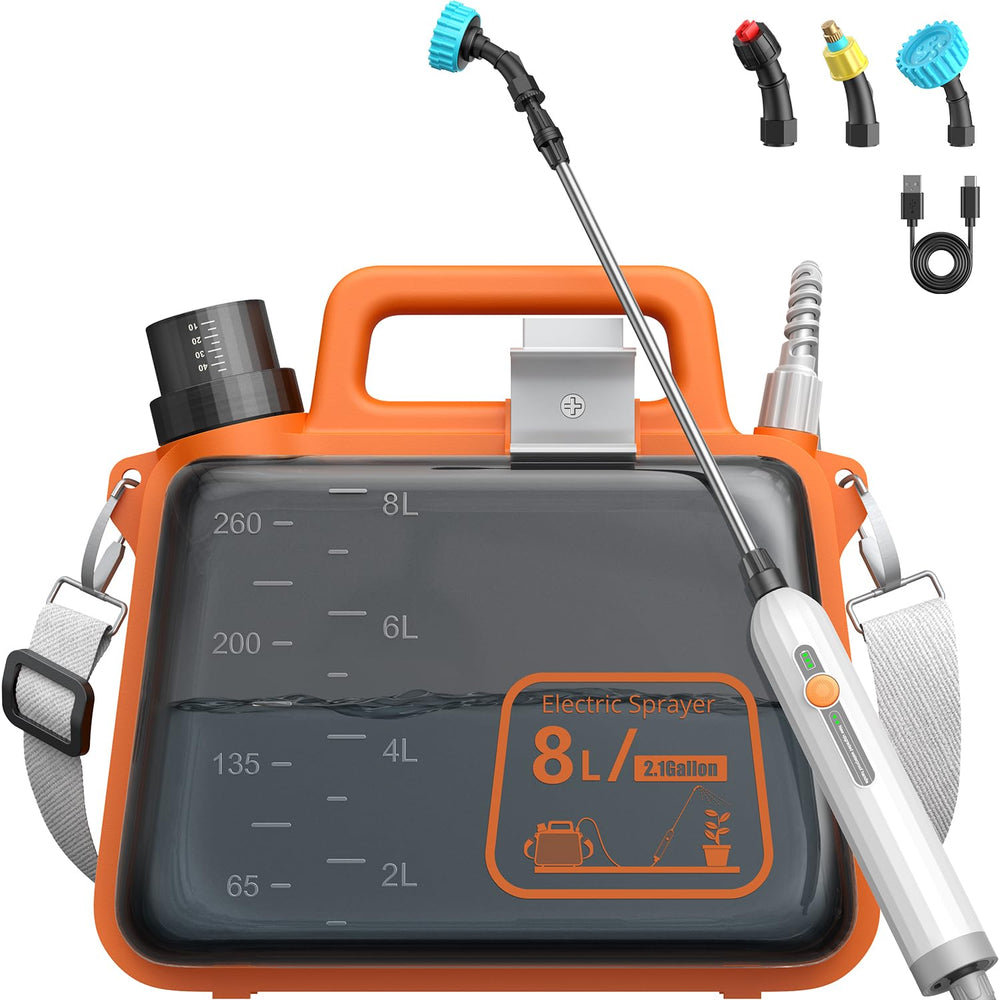 Tarden 2 Gallon Electric Garden Sprayer front view with telescopic wand