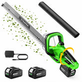 TaskStar 22-inch cordless hedge trimmer front view with debris remover