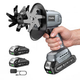 TaskStar Mini Cordless Tiller front view with stainless steel tines
