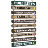 Tatuo Hot Tub Rules Wood Sign Set, 10 pieces, Brown