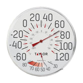 Taylor Humidiguide Dial Thermometer front view, white 12-inch