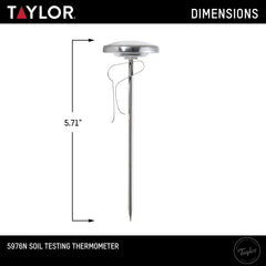 Taylor Soil Thermometer displayed in a garden bed