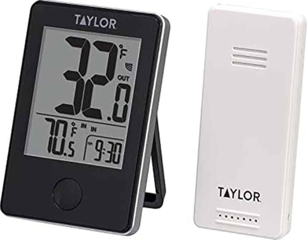 Taylor Wireless Indoor Outdoor Thermometer front view with LCD display