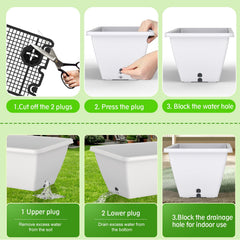 Tcevily 24 Inch White Window Planter Box with plants