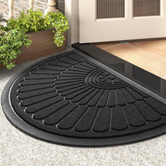 tchdio Door Mat 24"x36" black semicircular front view
