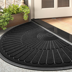 tchdio Door Mat black semicircular design front view