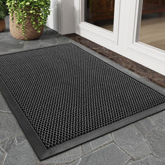 tchdio Front Door Mat Grey 17x29 inches front view