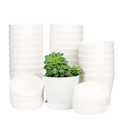 TDHDIKE 10 Pcs Plastic Planters set with white finish