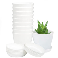 TDHDIKE 10 Pcs white plastic planters front view