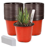 TDHDIKE 4-inch small plastic nursery pots with labels, red color