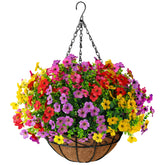 TDHDIKE Faux Hanging Flowers Basket with bougainvillea flowers