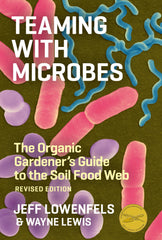 Teaming with Microbes book cover featuring vibrant soil life