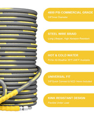 TechSweepPro pressure washer hose with 3/8" quick connect fittings close-up