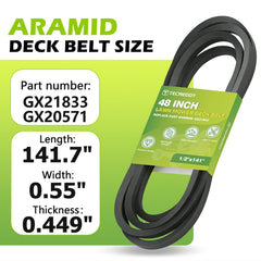 Tecreddy GX21833 Mower Deck Belt 48 Inch side view
