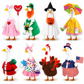 Teeanzo 8 Set Holiday Porch Goose Outfits front view with various designs