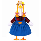 Teeanzo Fall Goose Outfit with pumpkin skirt and straw hat