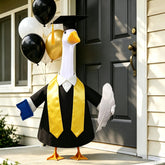 Teeanzo Graduation Goose Outfit black gown with cap and book