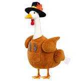 Teeanzo Thanksgiving Turkey Goose Outfit brown with hat and cutlery