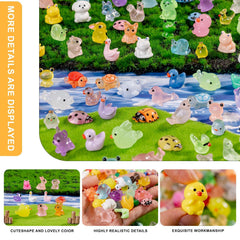Teenzee mini resin animal figurines glowing in the dark