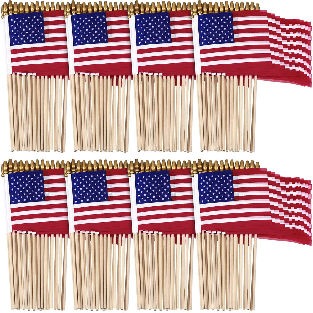Tegeme 150 pack of mini American flags on sticks, vibrant colours