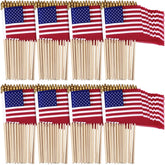 Tegeme 150 pack of mini American flags on sticks, vibrant colours