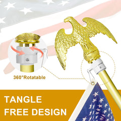 Telescoping flagpole adjustable from 6FT to 8FT with stable base