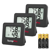 TempPro Indoor Thermometer Hygrometer front view, black