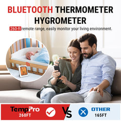TempPro TempAir Bluetooth Hygrometer side view showcasing app control
